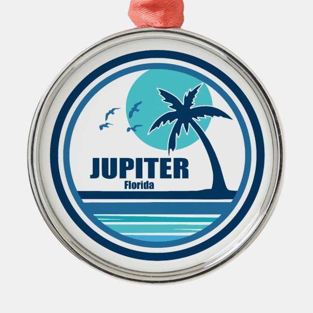 Jupiter Florida Palm Tree Birds Metal Ornament (Front)