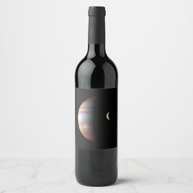 Jupiter Gas Giant Planet & Io Galilean Moon Wine Label (Front)