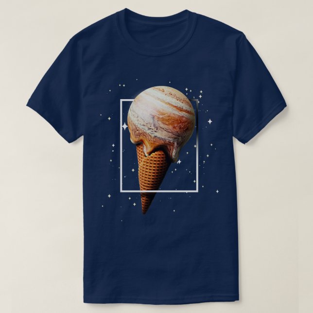 Jupiter Ice Cream Cone Planet Astronomer Astronomy T-Shirt (Design Front)