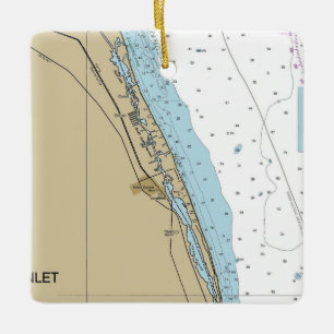 Jupiter Island and Hobe Inlet Chart Ceramic Ornament