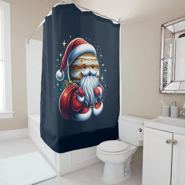 Jupiter Jolly Old St. Nick Santa Claus Astrology Shower Curtain (In Situ)