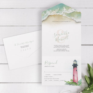 Jupiter Lighthouse Beach Wedding In Florida All In One Invitation