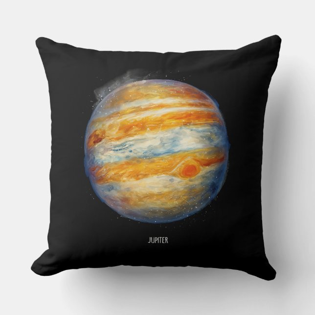 Jupiter Planet Artwork – Cosmic Space Illustration Cushion (Front)