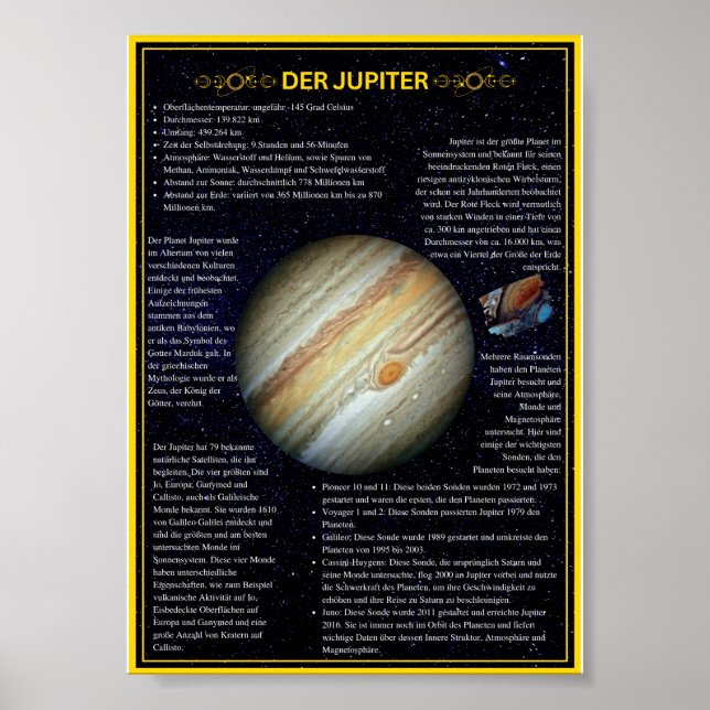Jupiter Planetenposter für Schulen und Astronomie Poster (Front)