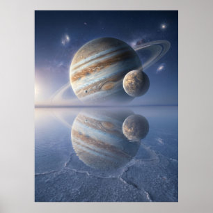 Jupiter Reflection Space Art Poster