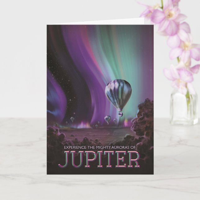 Jupiter Travel by Hot Air Balloon Bighty Auroras Card (Orchid)