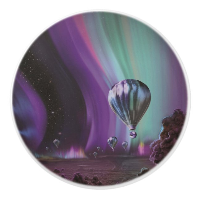 Jupiter Travel by Hot Air Balloon Bighty Auroras Ceramic Knob (Front)
