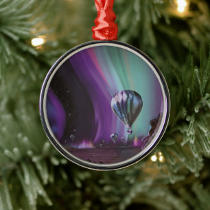 Jupiter Travel by Hot Air Balloon Bighty Auroras Metal Ornament