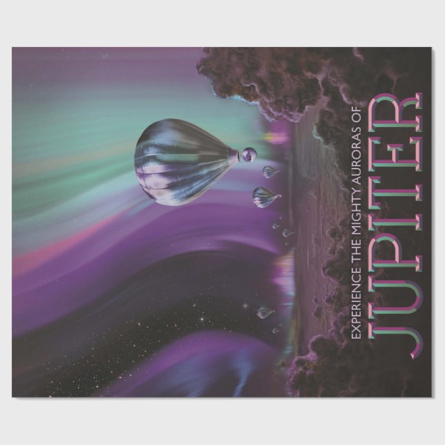 Jupiter Travel by Hot Air Balloon Bighty Auroras Wrapping Paper (Flat)