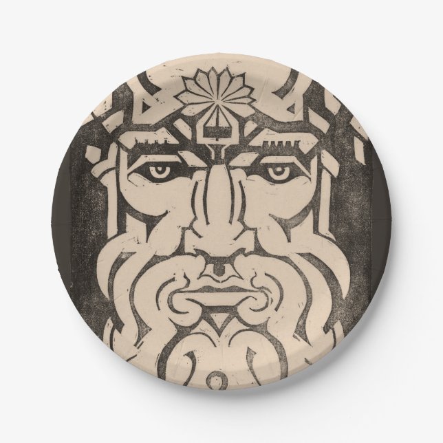 Jupiter Zeus King of Gods Greek Mythology Black Paper Plate (Front)