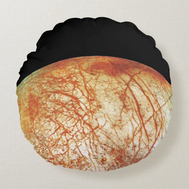 Jupiter's Moon Europa Round Cushion (Front)