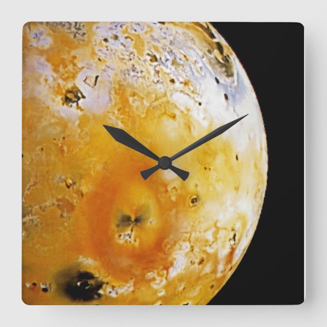Jupiter's Moon Io Square Wall Clock (Front)