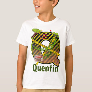 Jurassic Alphabet   Initial Letter Custom Name   Q T-Shirt