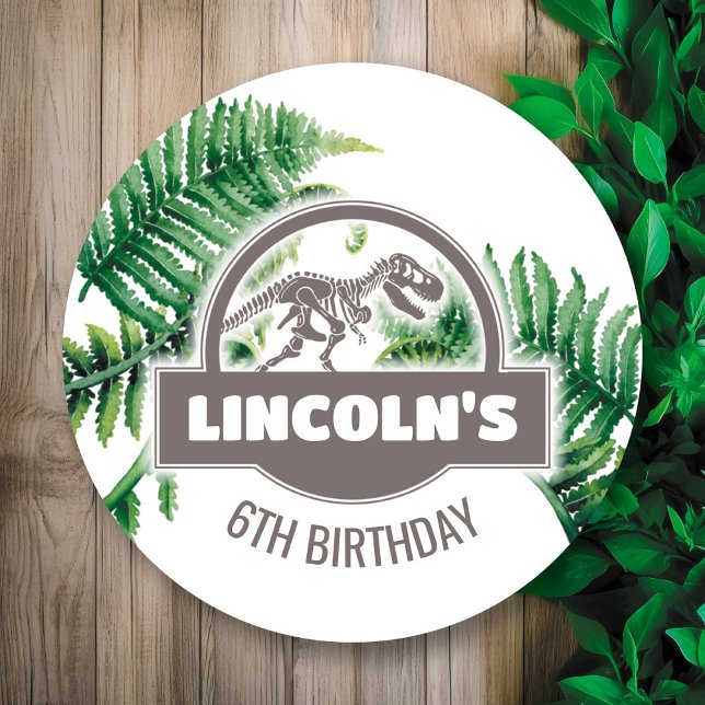 Jurassic Birthday Party Round Sticker (Creator Uploaded)