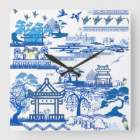 Jurassic blue willow clock