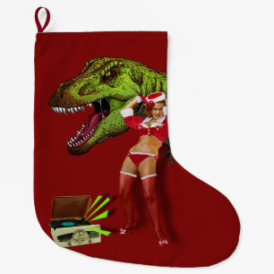Jurassic Christmas Pin Up Large Christmas Stocking