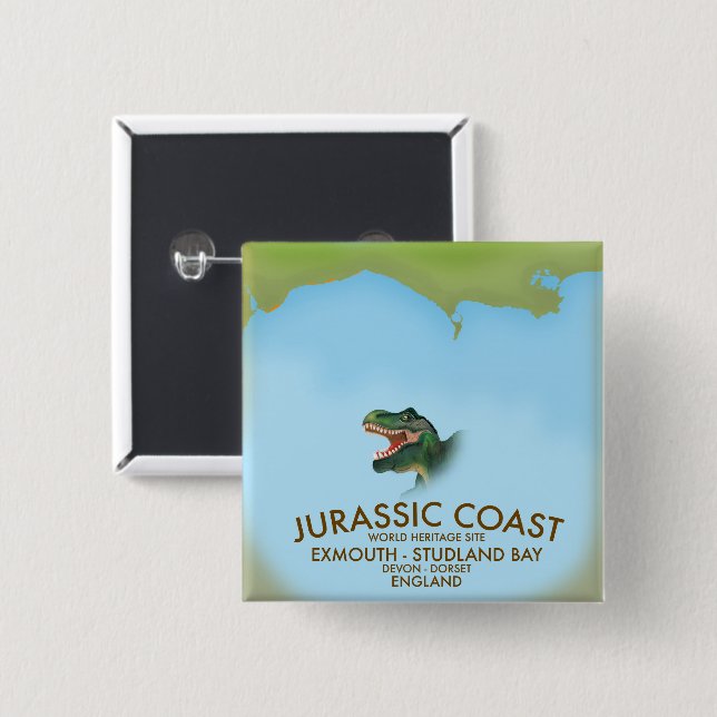 Jurassic Coast England South Coast Travel poster 15 Cm Square Badge (Front & Back)