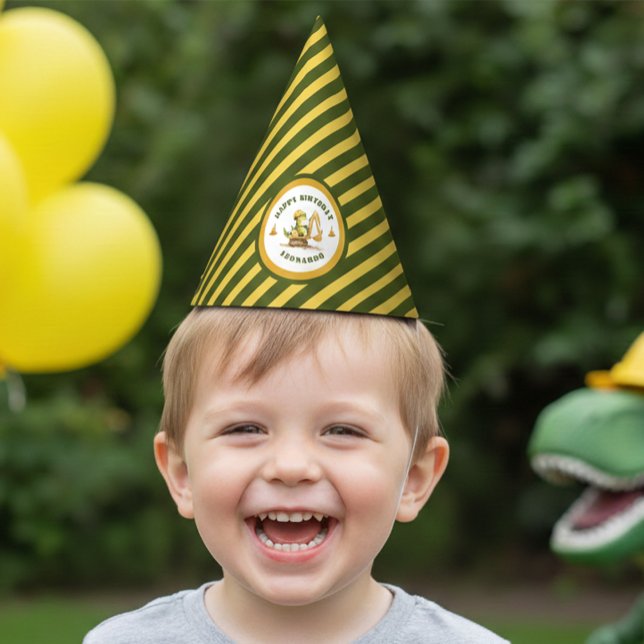Jurassic Construction Zone Boy Birthday Party Hat (Creator Uploaded)