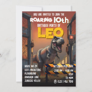 Jurassic Containment Breach T Rex 10th Birthday Invitation