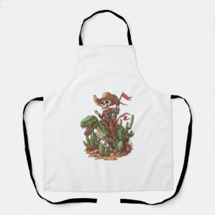 Jurassic Cowboy Skull � Funny Dino Rodeo Apron