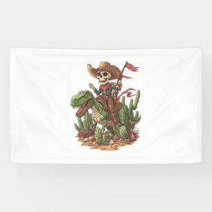 Jurassic Cowboy Skull – Funny Dino Rodeo Banner