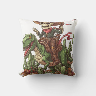 Jurassic Cowboy Skull � Funny Dino Rodeo Cushion