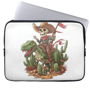 Jurassic Cowboy Skull � Funny Dino Rodeo Laptop Sleeve