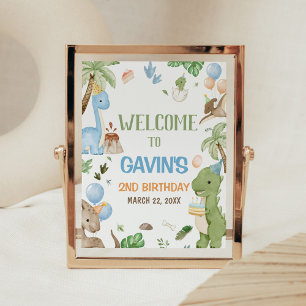 Jurassic Cute Dinosaur Birthday Party Welcome Sign
