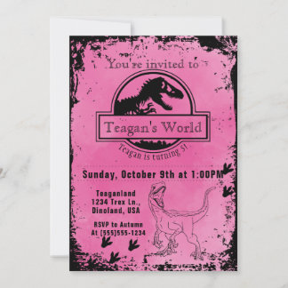 Jurassic Dino Pink Invitation