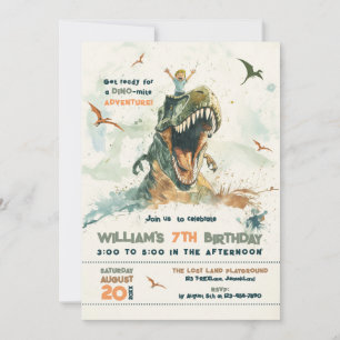 Jurassic Dino Ride Blonde Hair Boy Birthday Party Invitation
