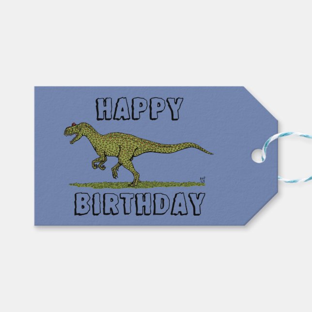 Jurassic Dinosaur Allosaurus Gift Tags (Front (Horizontal))