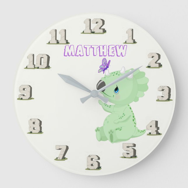 Jurassic Dinosaur Baby Stoneage Named Wall Clock (Front)