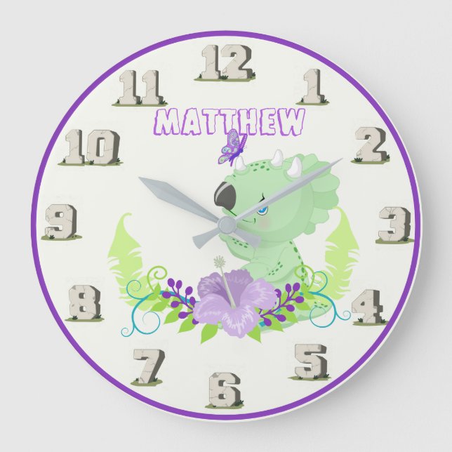 Jurassic Dinosaur Baby Stoneage Named Wall Clock (Front)