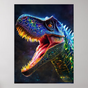 Jurassic Dinosaur Poster - Prehistoric T-Rex Art