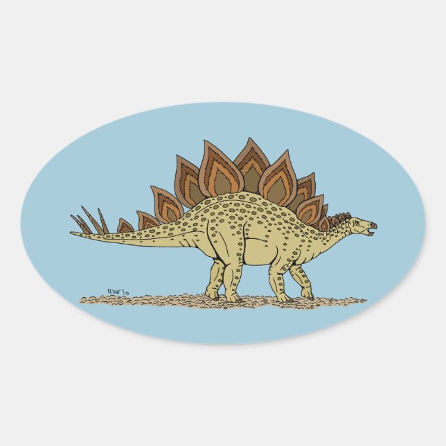 Jurassic Dinosaur Stegosaurus Oval Sticker (Front)