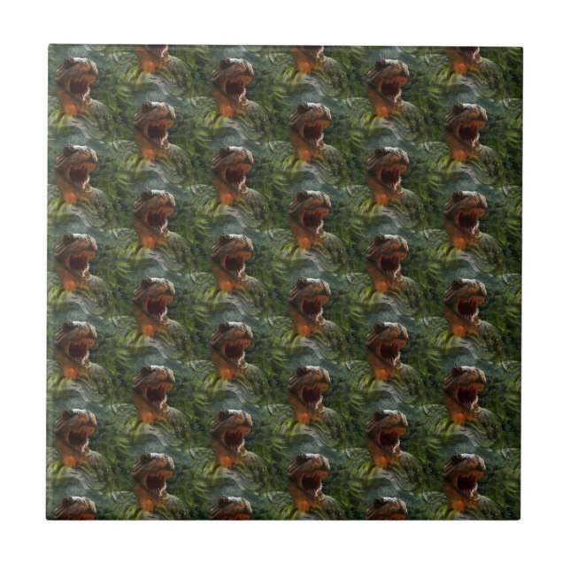 jurassic dinosaurs ceramic tile (Front)