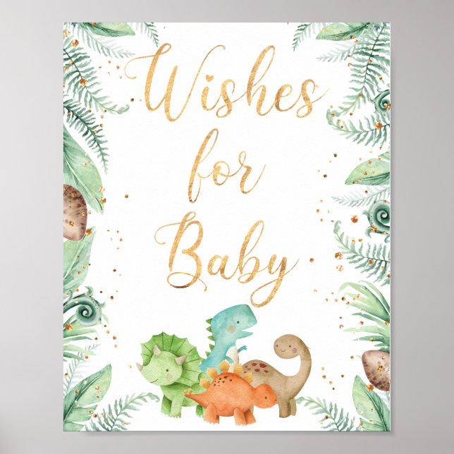 Jurassic Dinosaurs Party Wishes for Baby Poster (Front)