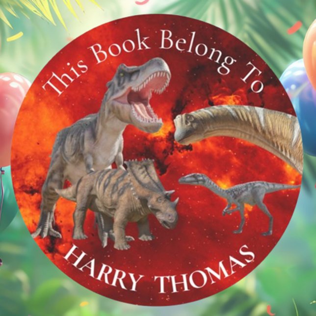 Jurassic Fire World Dinosaurs BOOK Classic Round Sticker (Get ready to roar with fun! )