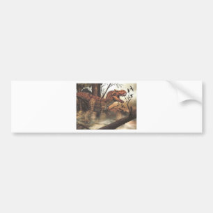 Jurassic Journey: Dinosaur in its Natural Habitat Bumper Sticker