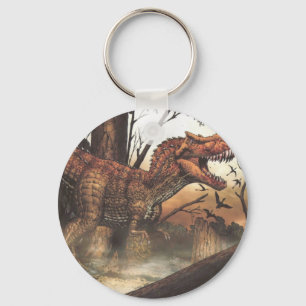 Jurassic Journey: Dinosaur in its Natural Habitat Key Ring