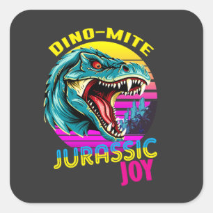 Jurassic Joy: Dancing Dinosaur Square Sticker