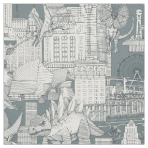 Jurassic LA toile dark grey storm Fabric