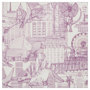 Jurassic LA toile purple pearl Fabric