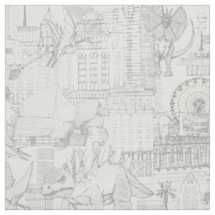 Jurassic LA toile silver pearl Fabric