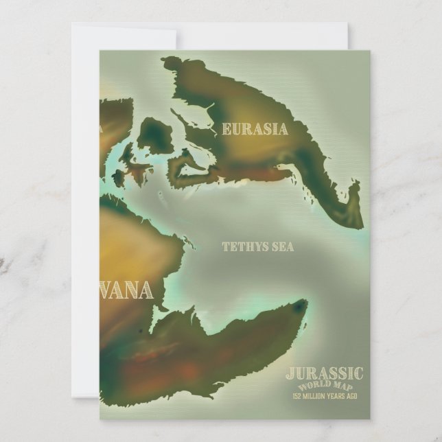 Jurassic Map Vintage travel poster. (Front)
