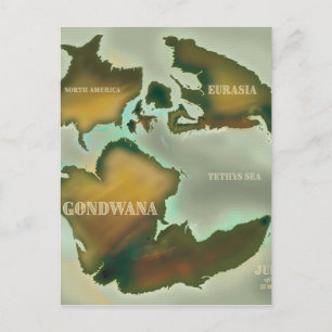 Jurassic Map Vintage travel poster. Postcard