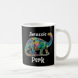 Jurassic Perk Colourful Dinosaur Black Coffee Mug