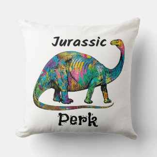 Jurassic Perk Colourful Dinosaur White Cushion