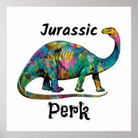 Jurassic Perk Colourful Dinosaur White