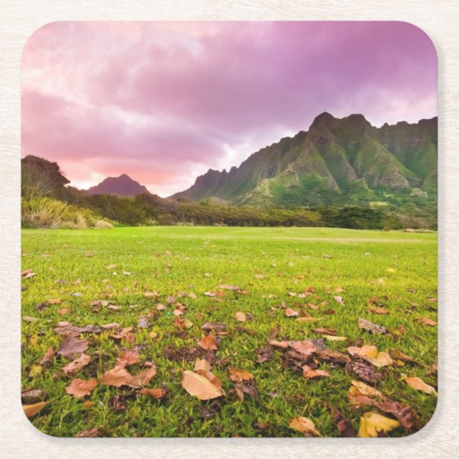 Jurassic Sunset Square Paper Coaster (Front)